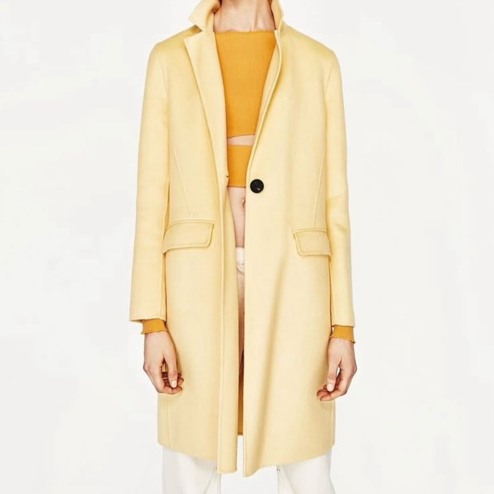 Zara butter yellow wool blend coat - Picture 7 of 7